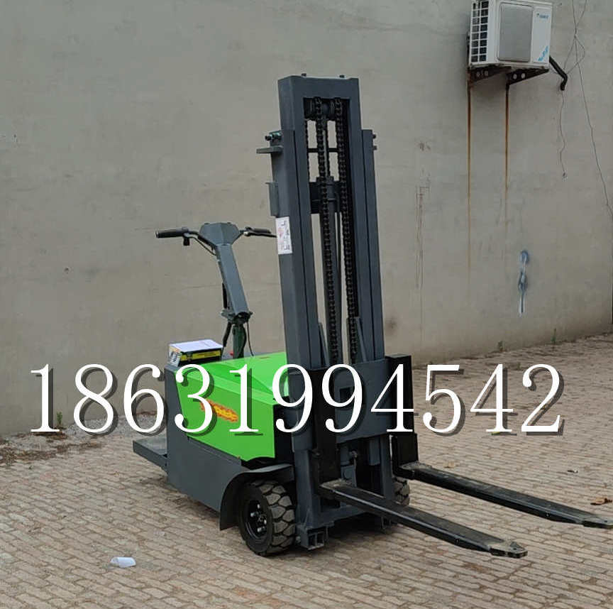 耒阳市优程全电动叉车插腿式堆高车液压装卸车1.5吨升高小型站驾式铲车